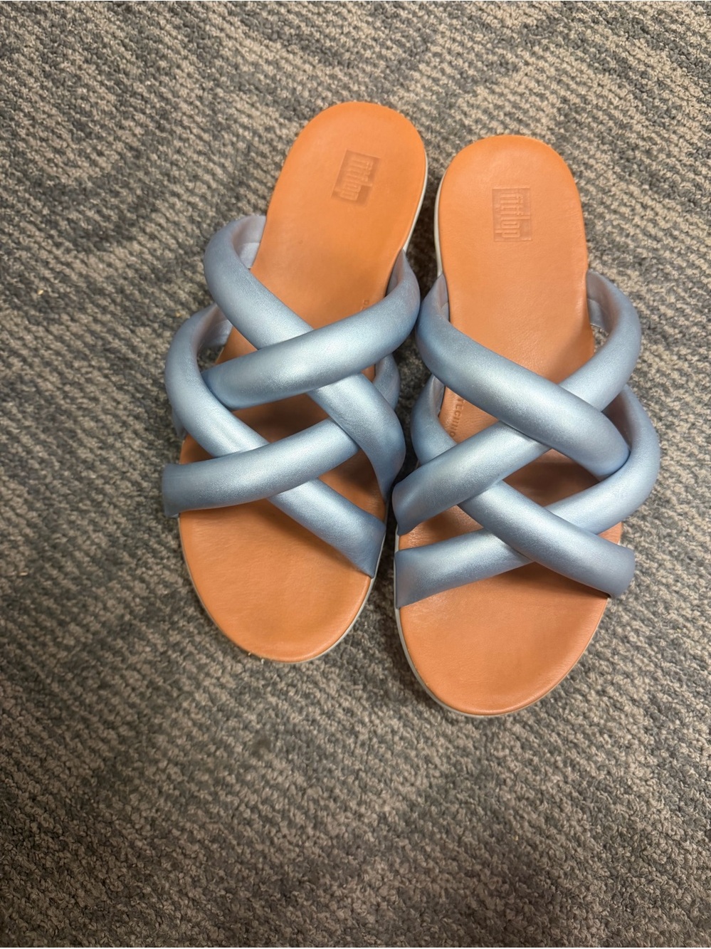 Women's Light Blue Crisscross Slide Sandals